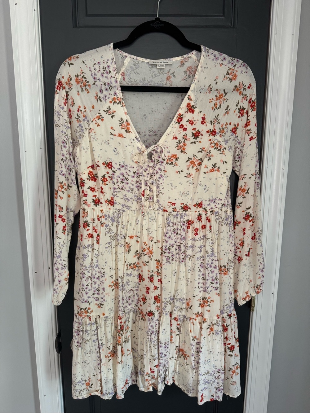 American Eagle Floral Babydoll Long Sleeve Dress